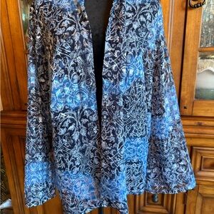 Notations Blue and Black Patterned light cardigan